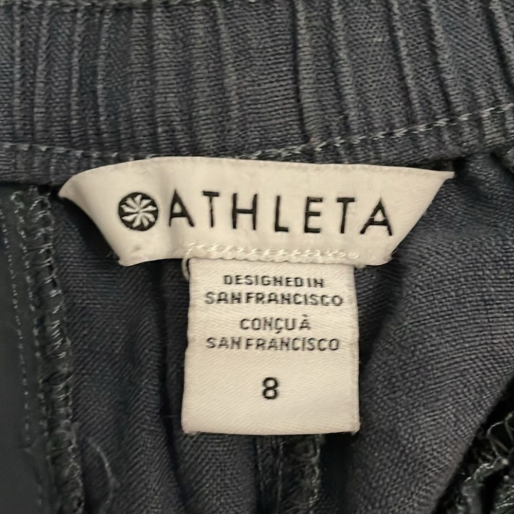 Athleta Voyager Blue Linen Shorts Womens Size 8 Casual Pockets - Picture 2 of 10